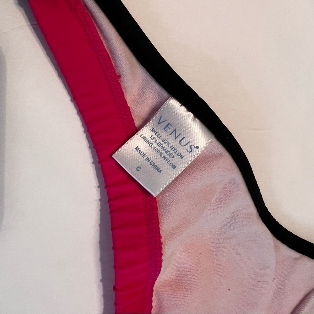 Venus pink and black sporty tie bikini top size C - Picture 6 of 9